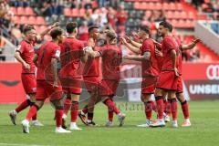3. Liga; FC Ingolstadt 04 - 1. FC Schweinfurt 05; Tor Jubel Treffer 2:1 Yannick Deichmann (20, FCI) Marcel Costly (22, FCI) Jonas Scholz (15, FCI) Fredrik Carlsen (8, FCI) Mads Borchers (9, FCI) Yann Sturm (7, FCI) Max Besuschkow (17, FCI)
