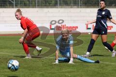 DFB - Pokal Frauen 1. Runde - Saison 2023/2024 - FC Ingolstadt 04 - FC Carl Zeiss Jena - Nina Penzkofer (Nr.13 - FCI Frauen) vergibt eine Torchance - Metzner Anika blau Jena - Foto: Meyer Jürgen