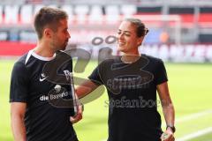 3. Liga; FC Ingolstadt 04 - TSV 1860 München; vor dem Spiel Cheftrainerin Sabrina Wittmann (FCI) mit Stefan Lex (1860)