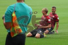 3.Liga - Saison 2022/2023 - FC Ingolstadt 04 -  - SV Waldhof-Mannheim - Tobias Bech (Nr.11 - FCI) trifft zum 1:0 Führungstreffer - Jubel - Marcel Costly (Nr.22 - FCI) - Foto: Meyer Jürgen