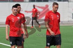 3.Liga - Saison 2023/2024 - Trainingsauftakt - FC Ingolstadt 04 -  Felix Keidel (Nr.43 - FCI) - Tobias Schröck (Nr.21 - FCI) - - Foto: Meyer Jürgen