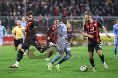 3. Liga; TSV 1860 München - FC Ingolstadt 04; Zweikampf Kampf um den Ball Tim Heike (9, FCI) David Kopacz (29, FCI) Lucoqui Anderson (3 TSV)