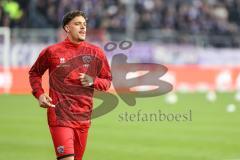 3. Liga; VfL Osnabrück - FC Ingolstadt 04; vor dem Spiel Torwart David Klein (47, FCI) Dennis Kaygin (10, FCI)