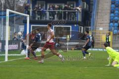 3. Liga - Saison 2025/26 - Waldhof Mannheim  -  FC Ingolstadt 04 - Marcel Costly (Nr.22 - FC Ingolstadt 04) - Torwart Thijmen Nijhuis (Nr.1 - Waldhof Mannheim) der 0:1 Führungstreffer - jubel - Foto: Meyer Jürgen