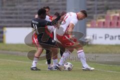 *** Bayernliga Nord - Saison 2025/26 - FC Ingolstadt 04 II - Jahn Regensburg II - Jason Osei Tutu (Nr.11 - FC Ingolstadt II) - Gebhard Paul #4 Regensburg - Foto: Meyer Jürgen