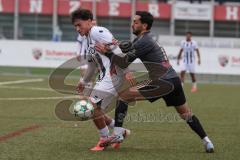 Bayernliga Nord - Saison 2026/27 - FC Ingolstadt 04 II - SV Fortuna Regensburg - Ihami Medineli dunkel Regensburg - Maximilian Wagner weiss FCI -  Foto: Meyer Jürgen