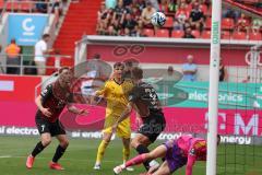 3.Liga - Saison 2023/2024 - FC Ingolstadt 04 -  1. FC Saarbrücken - Simon  Lorenz (Nr.32 - FCI) - Torwart Tim Paterok (Nr.30 - Saarbrücken) - Foto: Meyer Jürgen