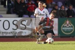 2. Bundesliga Frauen - Saison 2025/26 - FC Ingolstadt 04 Frauen - Eintracht Frankfurt II - Emma Kusch (Nr.9 - FC Ingolstadt Frauen I) - Schäfer Helene weiss Frankfurt - Foto: Meyer Jürgen