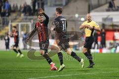 3. Liga; TSV 1860 München - FC Ingolstadt 04; Tor Jubel Treffer 1:1 Sebastian Grönning (11, FCI) köpft ins Tor Ausgleich, Max Besuschkow (17, FCI)