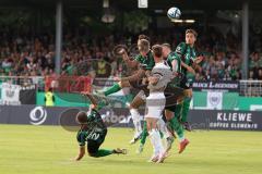 3.Liga - Saison 2023/2024 - Preußen Münster - FC Ingolstadt 04 - Lukas Fröde (Nr.34 - FCI) - Julian  Klügl (Nr.31 - FCI) - Rico Preisinger (Nr.21 - Preussen Münster) -  - Foto: Meyer Jürgen