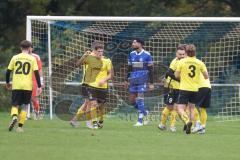 Kreisliga- Saison 2024/25- TSV Ober./Unterh.stadt - FC Hitzhofen /Oberzell -  -  Der 0:1 Führungstreffer durch - Dominic Filser gelb Hitzhofen  - Ali Cakmakci Torwart Oberh.stadt - jubel -  - Foto: Meyer Jürgen