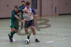 Hallenturnier Ingolstadt Nord - Saison 2024/25 - FC Geisenfeld - TSV Etting - Stean Hoffmann grün Geisenfeld - Felix Festner weiss Etting - Foto: Meyer Jürgen