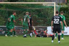 Bezirksliga - Saison 2023/2024 - SV Manching  - SV Sulzemoos - Der 0:1 Führungstreffer durch Heiß Sebastian schwarz Sulzemoos - Obermeier Thomas Torwart Manching - jubel - Foto: Meyer Jürgen