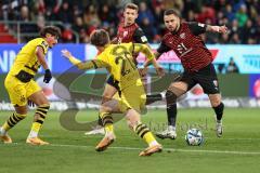 3. Liga; FC Ingolstadt 04 - Borussia Dortmund II; Hettwer Julian (20 BVB2) Pascal Testroet (37, FCI) Julian Kügel (31, FCI)
