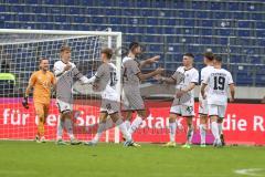 3. Liga; Hannover 96 II - FC Ingolstadt 04; Sieg Jubel Freude Marcel Costly (22, FCI) Torwart Marius Funk (1, FCI) Max Plath (14 FCI) Niclas Dühring (18, FCI) Lukas Fröde (34, FCI) Felix Keidel (43, FCI) Mladen Cvjetinovic (19, FCI)