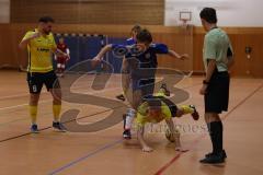 Hallenturnier Gaimersheim - Saison 2025/26 - DJK Ingolstadt - FC Hitzhofen - Tobias Dietze gelb Hitzhofen - Valentin Sutner blau DJK  - Foto: Meyer Jürgen