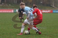 Kreisliga - Saison 2025/26- TSV Kösching - FC Sandersdorf - Lukas Kastl rot Kösching - Niklas Mühl blau Sandersdorf - Foto: Meyer Jürgen