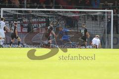 3.Liga - Saison 2023/2024 - SC Verl - FC Ingolstadt 04 - Der 1:0 Treffer durch Lars Lokotsch (Nr.13 - Verl) - Torwart Marius  Funk (Nr.1 - FCI) - jubel -  - Foto: Meyer Jürgen