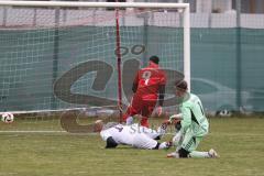 Kreisklasse - Saison 2025/26- Türk SV Ingolstadt - MTV Ingolstadt-  - Der 0:1 Führungstreffer durch Zvonko Bivolcevic weiss MTV  - TW Tobias Gooss Türkisch - Ubeyd Demirkal rot Türkisch - jubel  - Foto: Meyer Jürgen