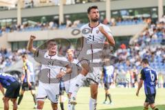 3. Liga; 1. FC Saarbrücken - FC Ingolstadt 04 - 2:3 Tor Jubel Treffer Lukas Fröde (34, FCI) mit Mladen Cvjetinovic (19, FCI) Simon Lorenz (32, FCI)