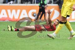 3. Liga; Alemannia Aachen - FC Ingolstadt 04; Marcel Costly (22, FCI) beschwert sich