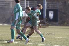 *** A-Junioren Bundesliga  - Saison 2025/26 - FC Ingolstadt 04 - SpVgg Greuther Fürth - Distl Manuel schwarz FCI - Mann Silas grün Fürth  - Foto: Meyer Jürgen