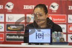 3. Liga; Energie Cottbus - FC Ingolstadt 04; Spiel ist aus, Ingolstadt gewinnt 1:4, Pressekonferenz Interview Cheftrainerin Sabrina Wittmann (FCI)
