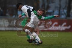 Bezirksliga - Saison 2025/26 - FC Gerolfing - DJK München - Jorame Zitotooembo weiss München - Phillipp Haunschild (Nr.12 - FC Gerolfing) - Foto: Meyer Jürgen