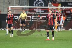 3. Liga; FC Ingolstadt 04 - Energie Cottbus; 1:1 Spiel ist aus, Remis unentschieden. Tim Heike (9, FCI) Dennis Borkowski (7, FCI) enttäuscht