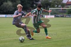 Landesliga - Saison 2025/26 - SV Manching - FC Stätzling - Rayen Kouki (Nr.18 - SV Manching) - Maximilian Pletschacher FC Stätzling  - Foto: Meyer Jürgen