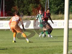 Landesliga - Freundschaftsspiel - Saison 2026/27 - SV Manching - FC Ingolstadt 04 II - Faris Hapi (Nr.4 - FCI II) - Dzenis Seferovic (Nr.6 - SV Manching) - Torwart Louis Marbach (Nr.22 - FCI II) - Foto: Meyer Jürgen