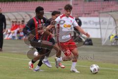 *** Bayernliga Nord - Saison 2025/26 - FC Ingolstadt 04 II - Jahn Regensburg II - Jason Osei Tutu (Nr.11 - FC Ingolstadt II) - Can Paylan (Nr.13 - FC Ingolstadt II) - Seibold Jakob weiss Regensburg - Foto: Meyer Jürgen