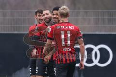 3. Liga; Testspiel - FC Ingolstadt 04 - Chemnitzer SC; Tor Jubel Treffer Justin Butler (31, FCI) Tobias Bech (11, FCI) Rico Preißinger (6, FCI) Arian Llugiqi (25, FCI)