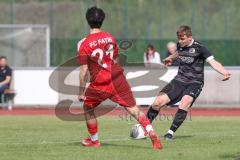 Bezirksliga - Saison 2025/26 - FC Fatih Ingolstadt - TSV Rohrbach - Nico Elfinger schwarz Rohrbach - Muhammedcan Tural rot Fatih - Foto: Meyer Jürgen