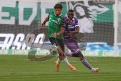 3. Liga - Saison 2026/27 - SC Preussen Münster - FC Ingolstadt 04 - Obed Ugondu (Nr.17 - FCI) - Montell Ndikom (Nr.28 - Preussen Münster) - Foto: Meyer Jürgen
