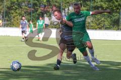 Bezirksliga - Saison 2024/25 - FC Gerolfing - SpVgg Feldmoching - Stefan Hoffmann (Nr.8 - FC Gerolfing) - Dino Tadic grau Feldmoching - Foto: Meyer Jürgen