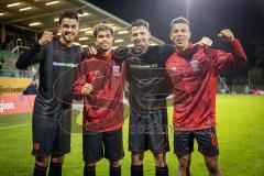 3. Liga; TSV Havelse - FC Ingolstadt 04; Sieg Jubel Freude 2:6 Spieler bedanken sich bei den mitgereisten Fans Tanz, Torschützen Fredrik Carlsen (8, FCI) Yann Sturm (7, FCI) 2 Tore Max Besuschkow (17, FCI) Marcel Costly (22, FCI) 2 Tore