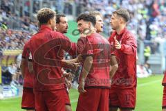 3. Liga; MSV Duisburg - FC Ingolstadt 04; Tor Jubel Treffer 0:1 Führung Davide Sekulovic (33, FCI) Yann Sturm (7, FCI) Max Besuschkow (17, FCI) Torwart Kai Eisele (25, FCI) Simon Lorenz (32, FCI)