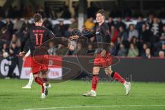 3. Liga; SC Verl - FC Ingolstadt 04; Tor Jubel Treffer Ausgleich 1:1 Frederik Christensen (11, FCI)Max Besuschkow (17, FCI)