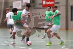 Hallenturnier Ingolstadt Nord - Saison 2024/25 - MBB SG MAnching - FC Fatih Ingolstadt  - Daniel Powel weisss Manching - Mert Karatas grün Fatih - Sebastian Rutkowski grün Fatih rechts - Foto: Meyer Jürgen