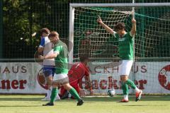 Bezirksliga - Saison 2024/25 - FC Gerolfing - TSV Rohrbach - Der 1:0 Führungstreffer durch Philipp Haunschild (Nr.12 - FC Gerolfing) - jubel - Marco Ziegelmeier Torwart Rohrbach - Niklas Nissl (Nr.10 - FC Gerolfing) - Foto: Meyer Jürgen