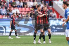 3. Liga; FC Ingolstadt 04 - FC Hansa Rostock; Tor Jubel Treffer Pascal Testroet (37, FCI) trifft unverhofft ins Tor Yannick Deichmann (20, FCI) Max Besuschkow (17, FCI)