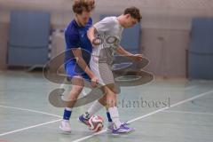 Hallenturnier Ingolstadt Nord - Saison 2024/25 - SV Pulling - SV Oberstimm - Tobias Vollnhals blau Oberstimm - Niklas Baier grau Pulling - Foto: Meyer Jürgen