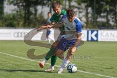 Bezirksliga - Saison 2024/25 - FC Gerolfing - TSV Rohrbach - Maximilian Merkl weiss Rohrbach  - Julien Bajer (Nr.14 - FC Gerolfing) - Foto: Meyer Jürgen