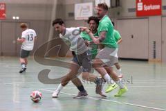 Hallenturnier Ingolstadt Nord - Saison 2024/25 - MBB SG MAnching - FC Fatih Ingolstadt  - Daniel Powel weisss Manching - Mert Karatas grün Fatih - Sebastian Rutkowski grün Fatih rechts - Foto: Meyer Jürgen