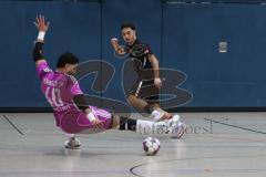 Hallenturnier MTV Ingolstadt - Saison 2025/26 - Türkisch SV Ingolstadt - SV Manching - Yasin Baysal TW Türkisch - Muhammed Tokmak schwarz Manching - Foto: Meyer Jürgen