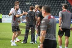 3. Liga - Saison 2026/27 - SC Sonnenhof Großaspach - FC Ingolstadt 04 - Das Spiel ist aus - jubel - Cheftrainerin Sabrina Wittmann (FCI) - Co-Trainer Fabian Reichler (FCI) - Foto: Meyer Jürgen