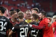 Toto-Pokal - Saison 2023/2024 - FC Ingolstadt 04 - Jahn Regensburg - Elmeterschießen gewonnen - jubel - Torwart Marius  Funk (Nr.1 - FCI) hält den Elfmeter - Foto: Meyer Jürgen