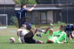 Kreisklasse - Saison 2024/25- TSV Gaimersheim II - TSV Etting  - Alexander Thielmann blau Etting - Christoph Katzenbogen weiss Gaimersheim - Filip Festner Torwart Etting - Foto: Meyer Jürgen