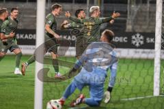 3. Liga; SV Sandhausen - FC Ingolstadt 04; Kopfball Lukas Fröde (34, FCI) Ausgleich 2:2 Tor Jubel Treffer Dennis Borkowski (7, FCI) Simon Lorenz (32, FCI) Pascal Testroet (37, FCI) Torwart Königsmann Timo (22 SVS)